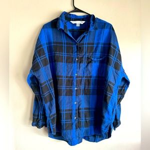 Old Navy blue+black boyfriend flannel